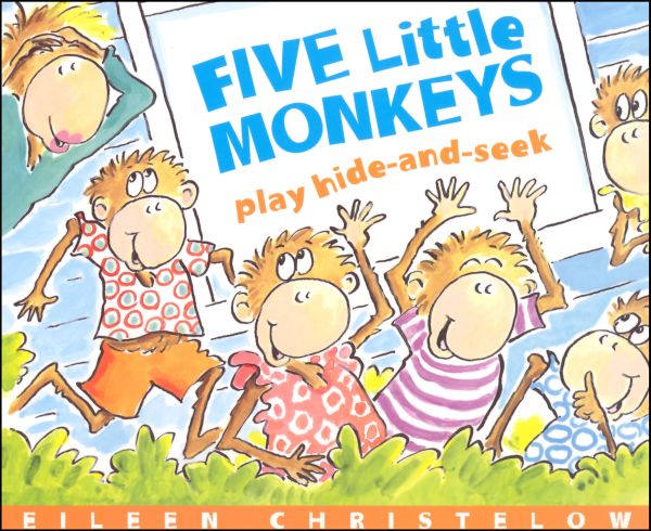 five little monkeys play hide and seek 五只小猴子